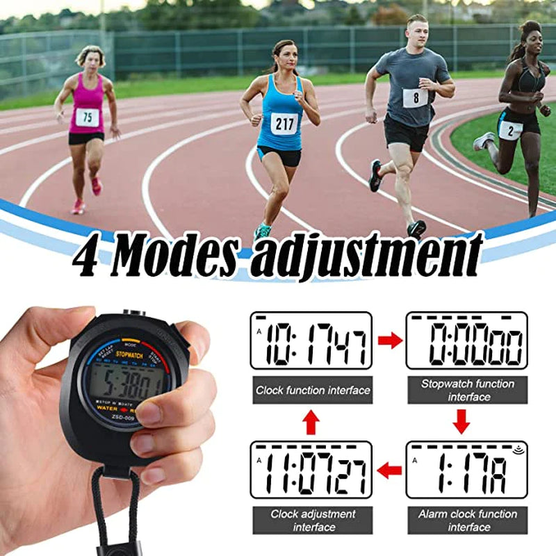 2-Piece Digital Stopwatch Sports Counter Chronograph with Date Timer and Odometer Function