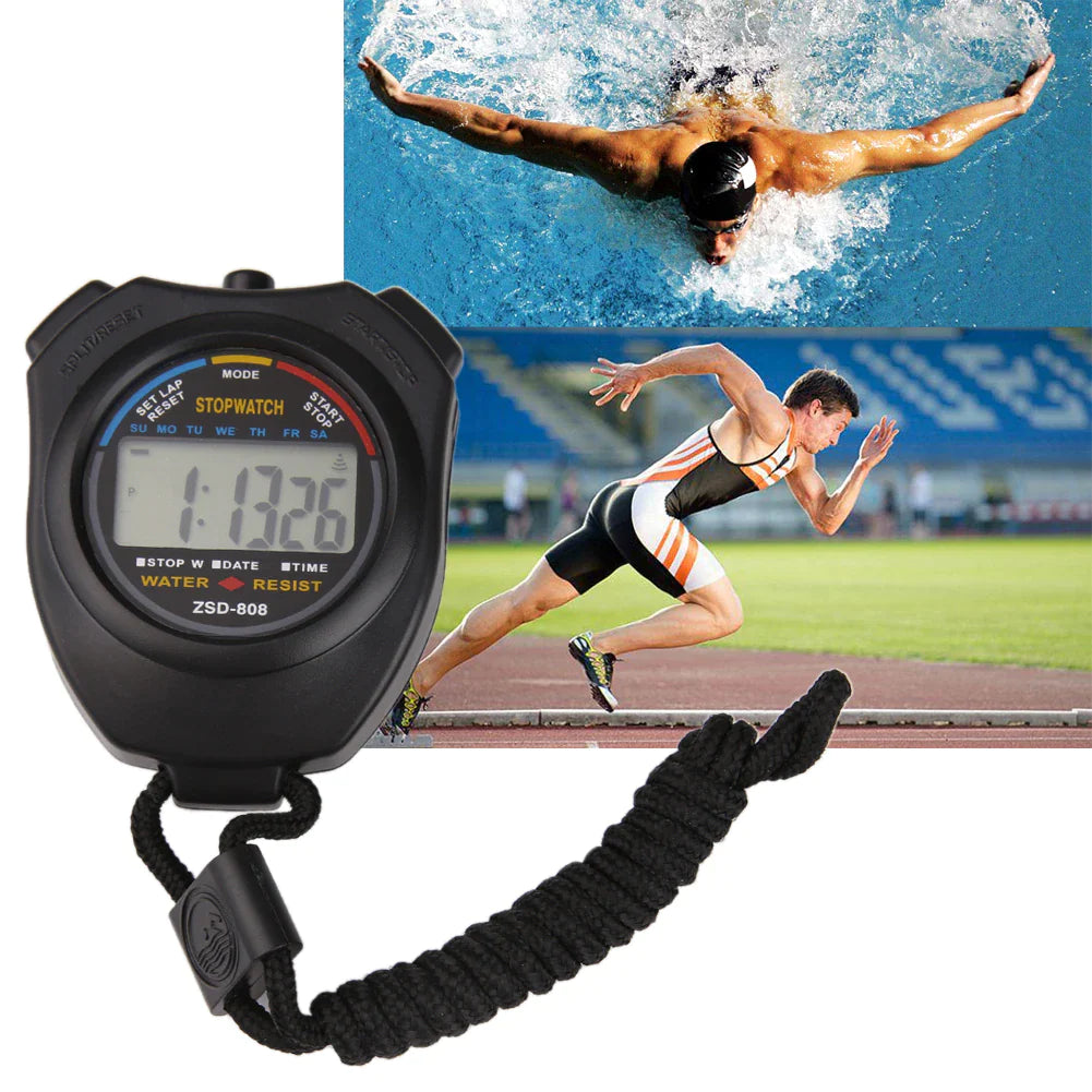 2-Piece Digital Stopwatch Sports Counter Chronograph with Date Timer and Odometer Function